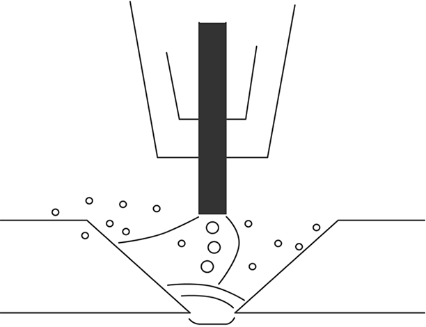 Engineer measuring residual magnetism on a steel plate